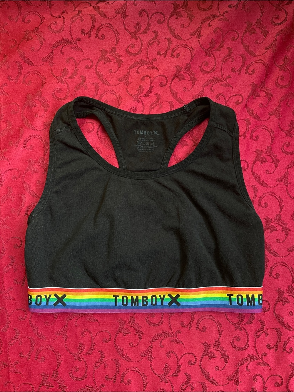 TomboyX Essentials Soft Bra in Black Rainbow, Small